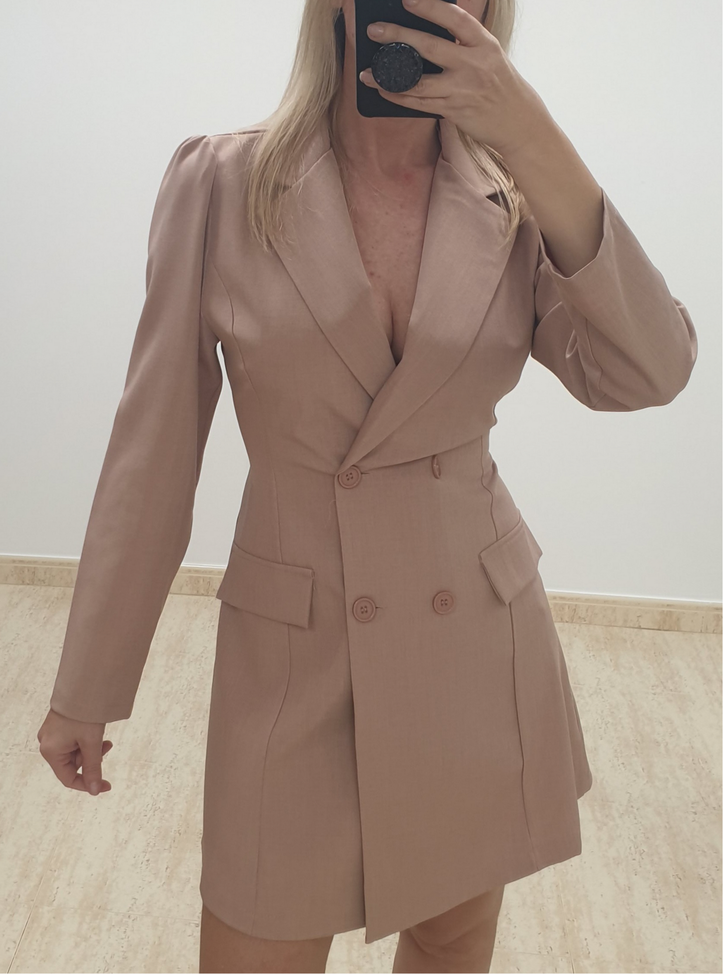 Vestido blazer cruzado obertura en cintura/espalda